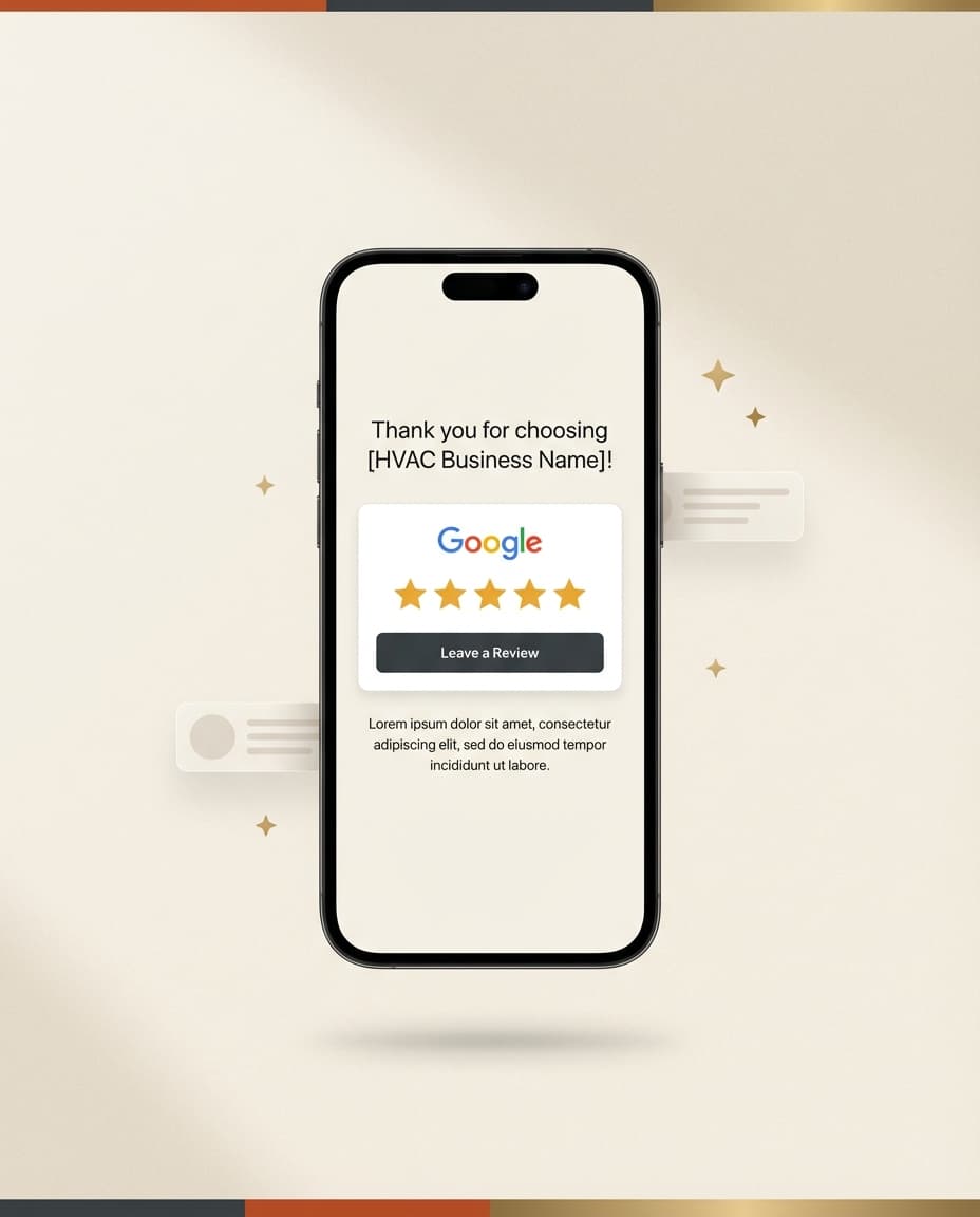 Phone mockup showing the ReviewPing thank-you page